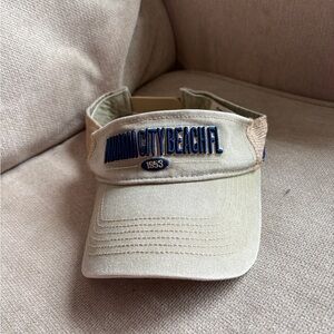 Vintage Beige Visor with Blue Embroidery